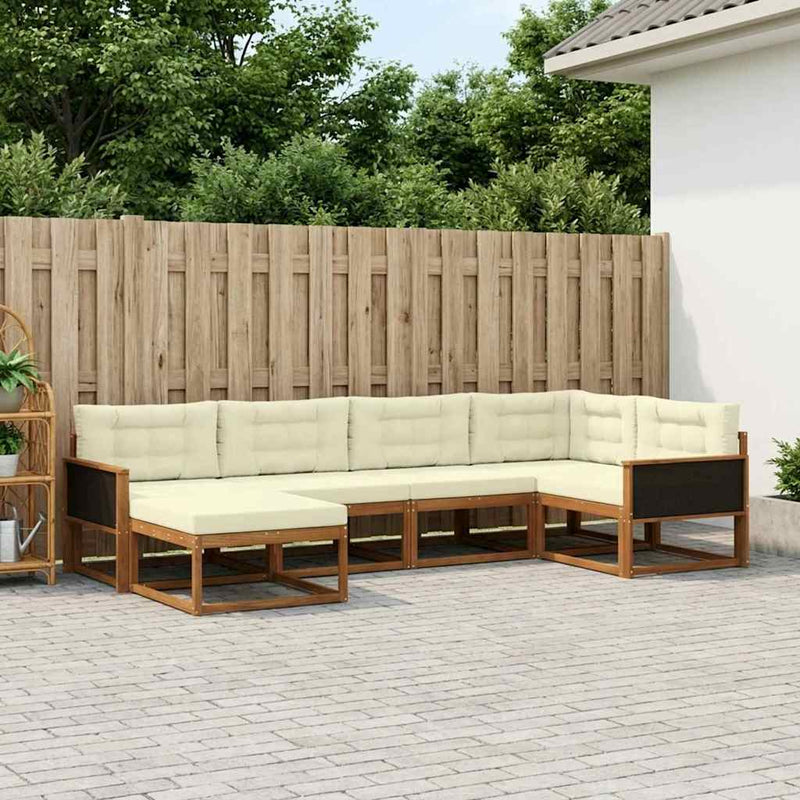 Set de canapele de exterior 6 buc. Natural și Crem