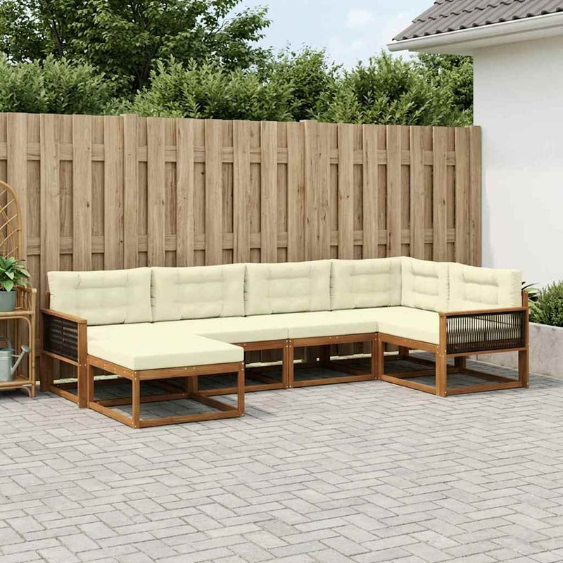 Set de canapele de exterior 6 buc. Natural și Crem