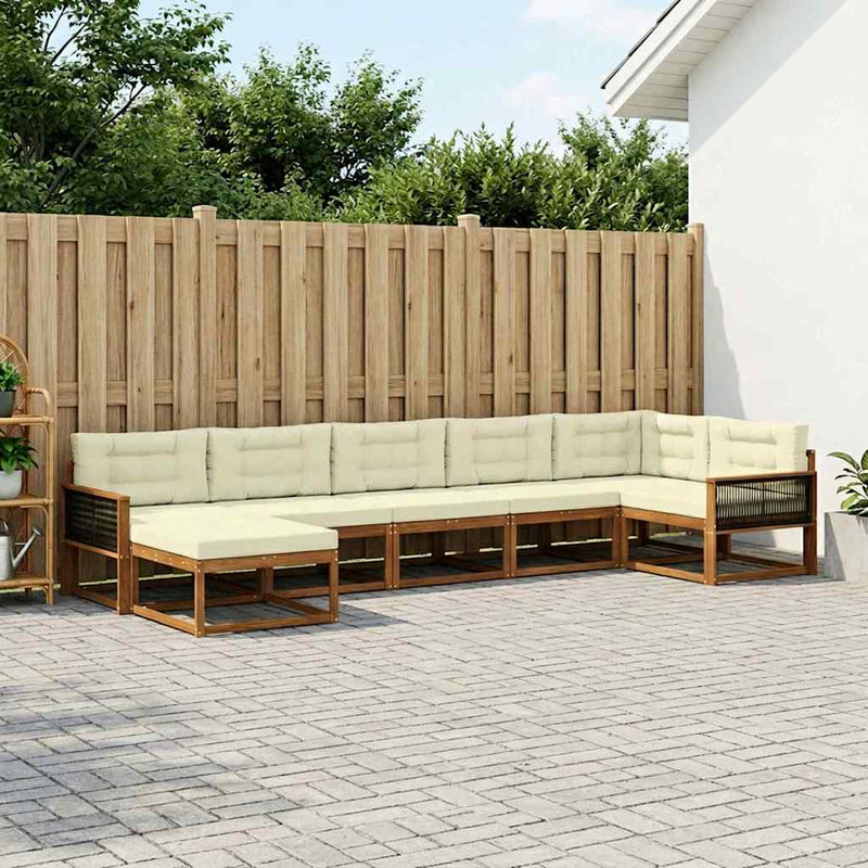 Set de canapele de exterior 7 buc. Natural și Crem