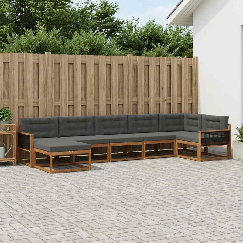 Set de canapele de exterior 7 buc. Natural și Antracit