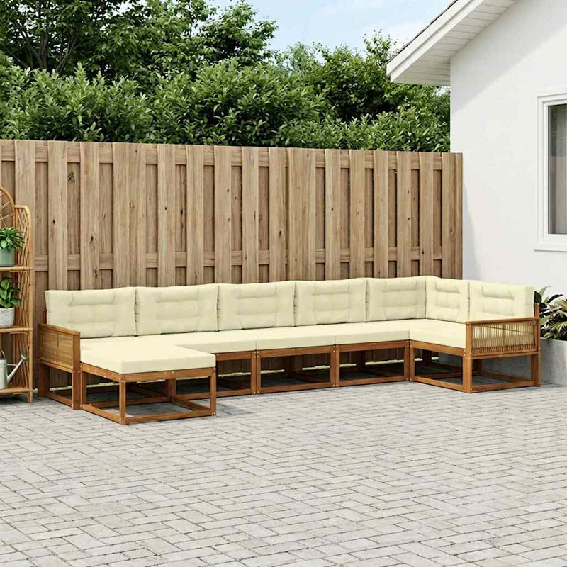 Set de canapele de exterior 7 buc. Natural și Crem