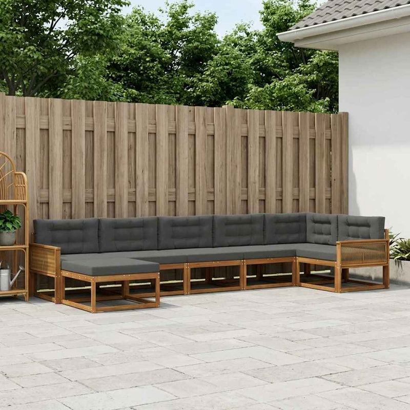 Set de canapele de exterior 7 buc. Natural și Antracit