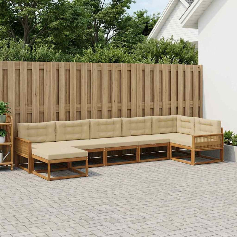 Set de canapele de exterior 7 buc. Natural și Bej
