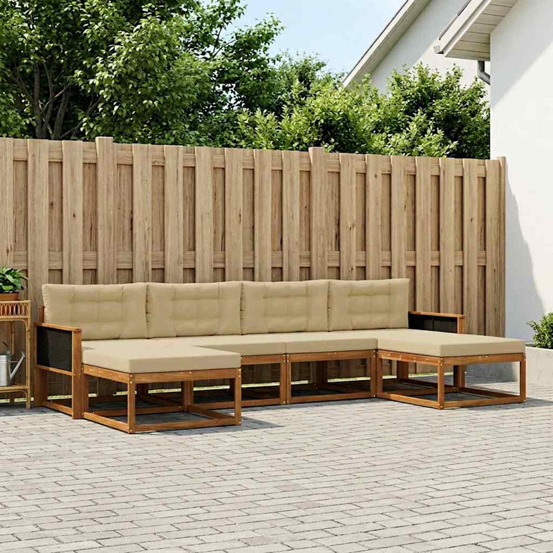Set de canapele de exterior 6 buc. Natural și Bej