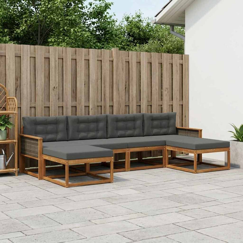 Set de canapele de exterior 6 buc. Natural și Antracit