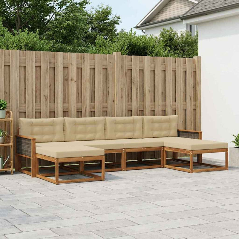 Set de canapele de exterior 6 buc. Natural și Bej