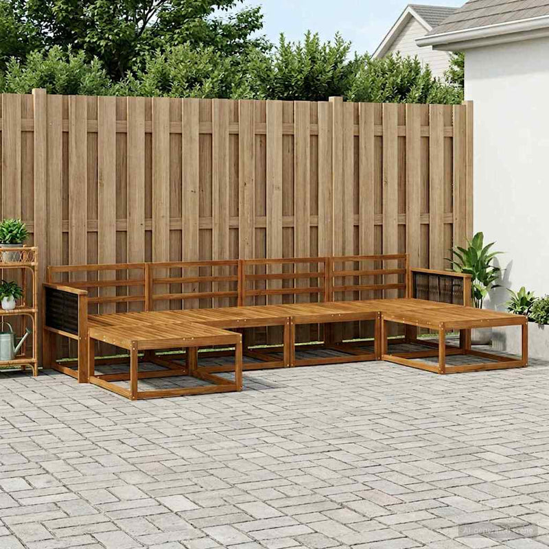 Set de canapele de exterior 6 buc. natural Lemn Solid de Acacia