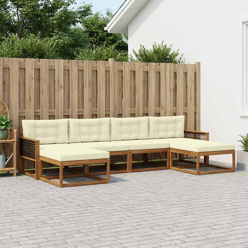 Set de canapele de exterior 6 buc. Natural și Crem