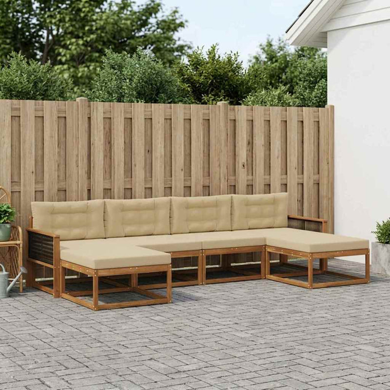 Set de canapele de exterior 6 buc. Natural și Bej