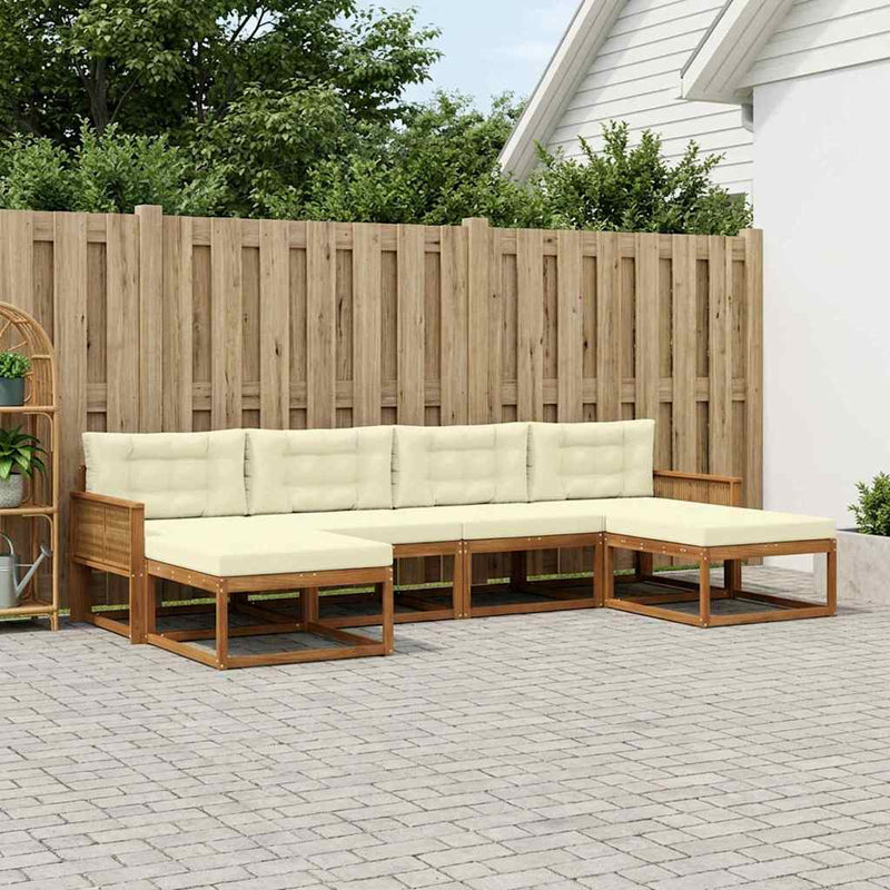 Set de canapele de exterior 6 buc. Natural și Crem