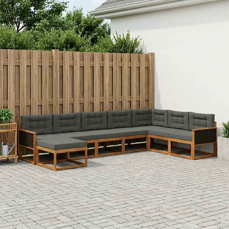 Set de canapele de exterior 8 buc. Natural și Antracit