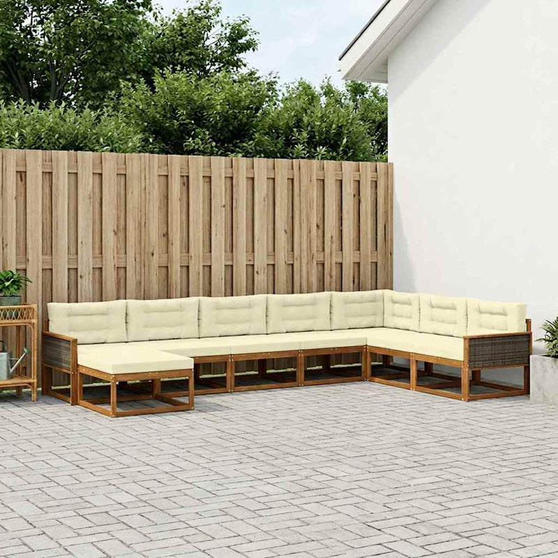 Set de canapele de exterior 8 buc. Natural și Crem