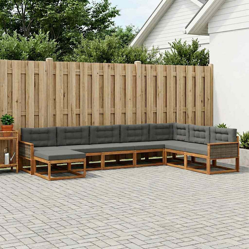 Set de canapele de exterior 8 buc. Natural și Antracit