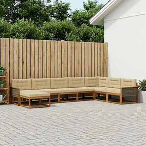 Set de canapele de exterior 8 buc. Natural și Bej