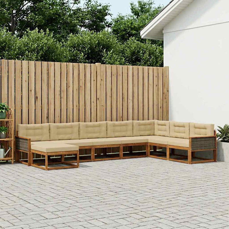 Set de canapele de exterior 8 buc. Natural și Bej