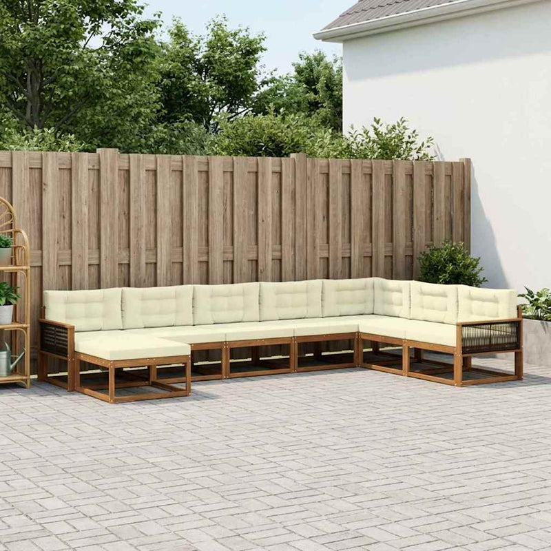 Set de canapele de exterior 8 buc. Natural și Crem