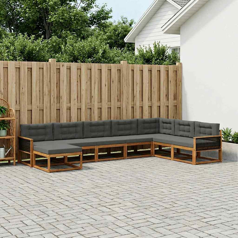 Set de canapele de exterior 8 buc. Natural și Antracit