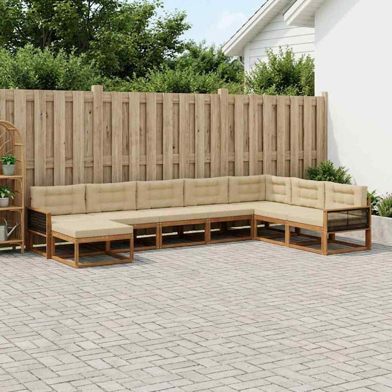 Set de canapele de exterior 8 buc. Natural și Bej