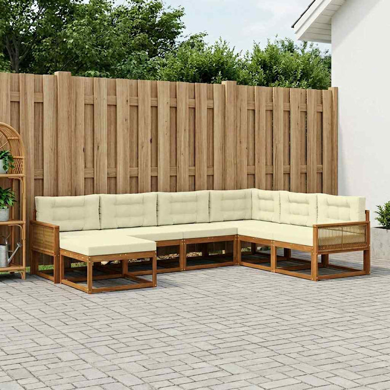 Set de canapele de exterior 8 buc. Natural și Crem