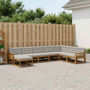 Set de canapele de exterior 8 buc. Natural și gri deschis