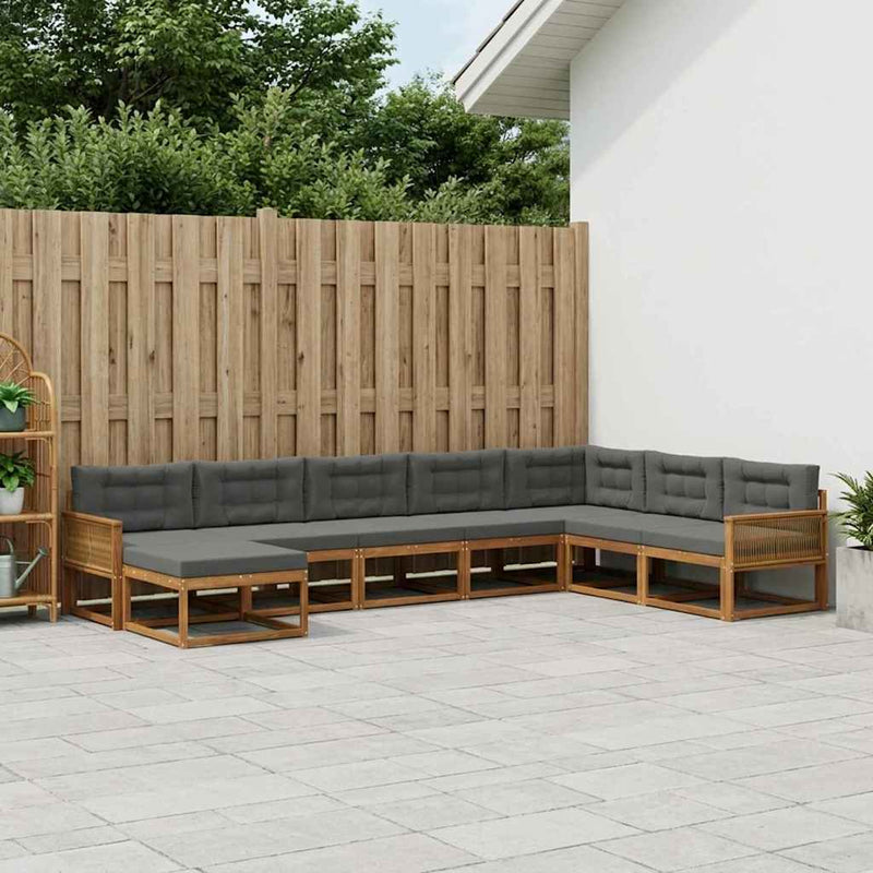 Set de canapele de exterior 8 buc. Natural și Antracit