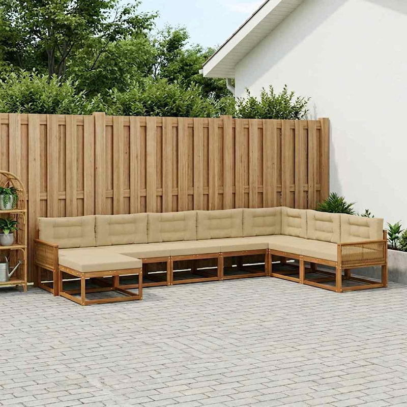 Set de canapele de exterior 8 buc. Natural și Bej