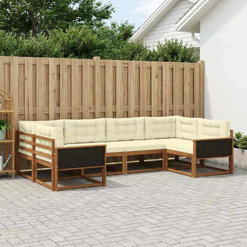 Set de canapele de exterior 6 buc. Natural și Crem