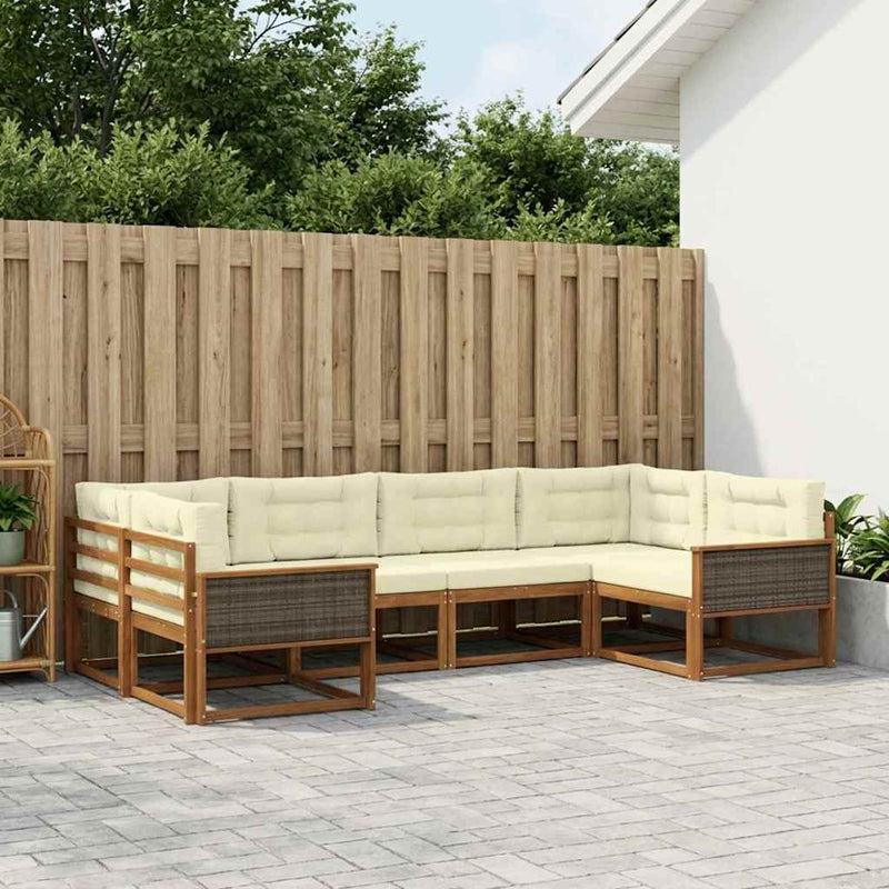 Set de canapele de exterior 6 buc. Natural și Crem