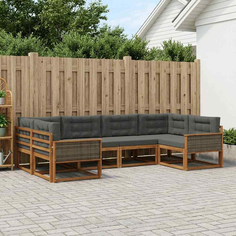 Set de canapele de exterior 6 buc. Natural și Antracit