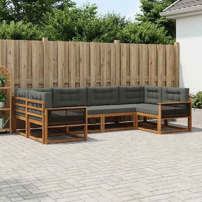 Set de canapele de exterior 6 buc. Natural și Antracit