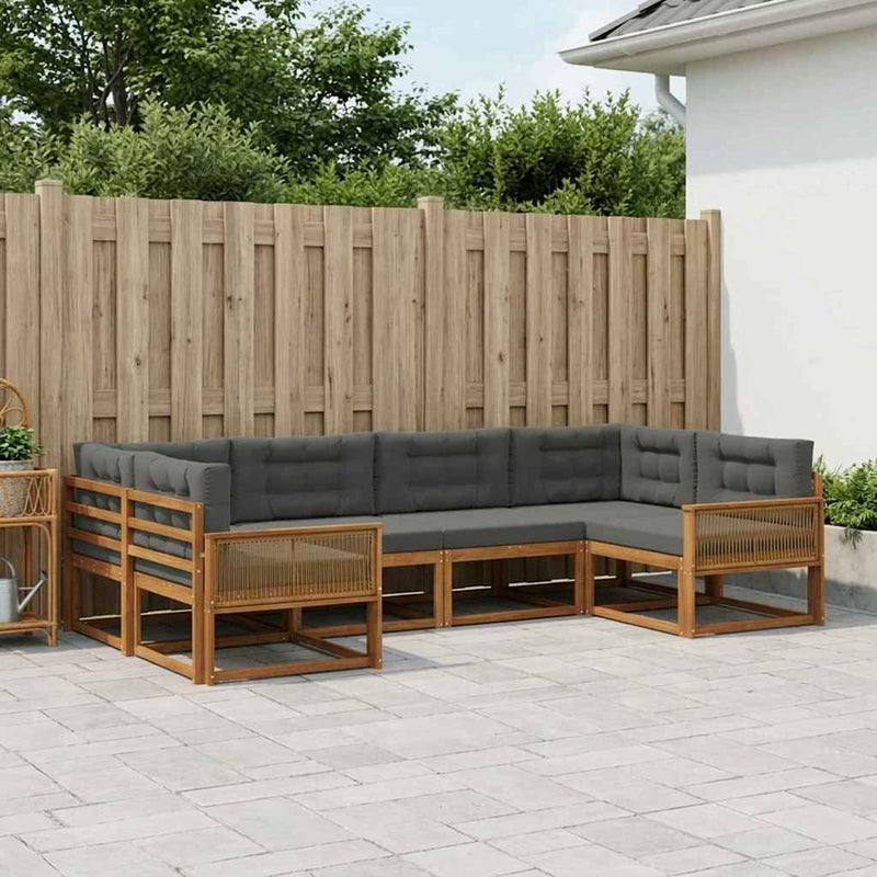 Set de canapele de exterior 6 buc. Natural și Antracit