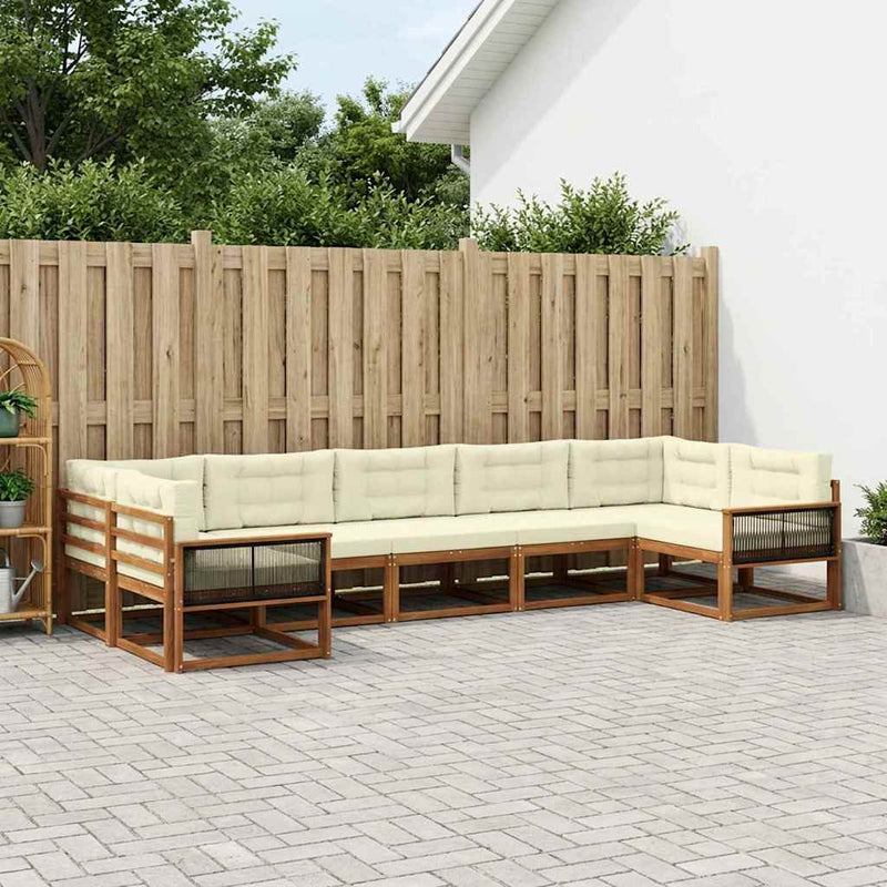 Set de canapele de exterior 7 buc. Natural și Crem