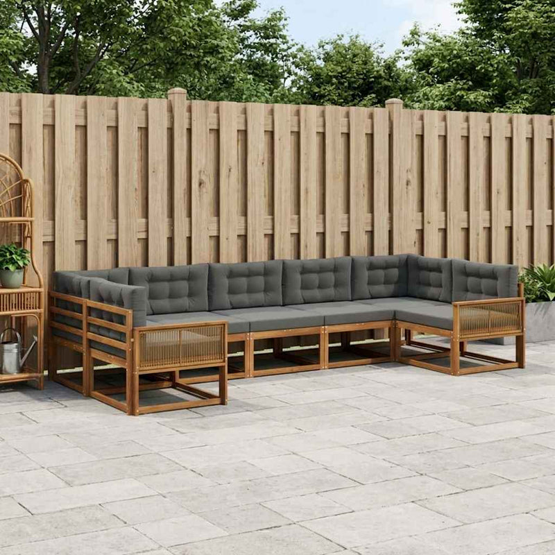 Set de canapele de exterior 7 buc. Natural și Antracit