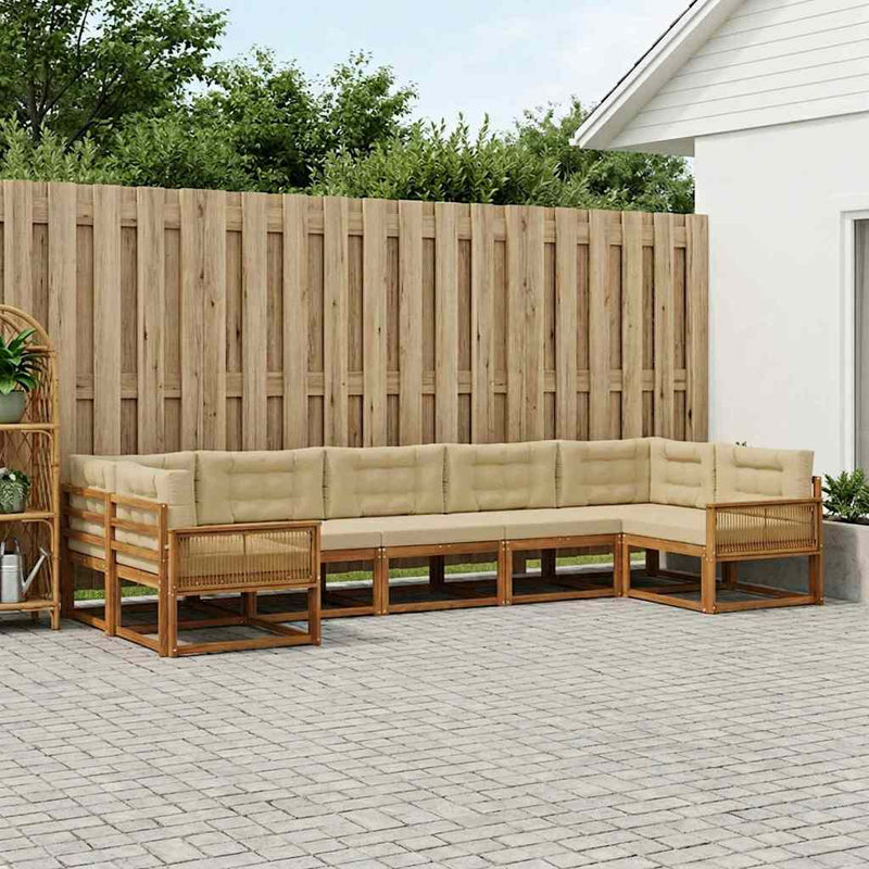 Set de canapele de exterior 7 buc. Natural și Bej
