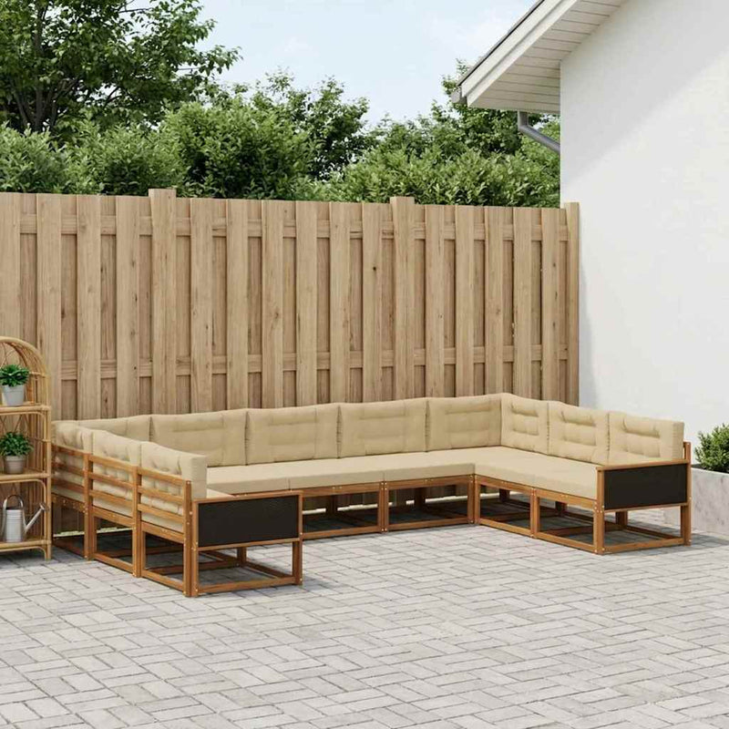 Set de canapele de exterior 9 buc. Natural și Bej