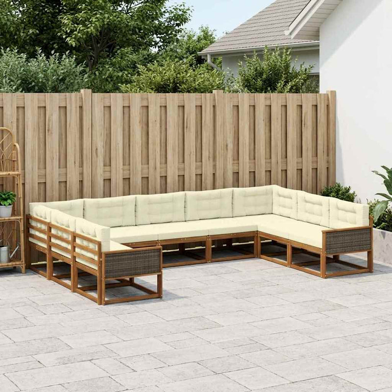 Set de canapele de exterior 9 buc. Natural și Crem