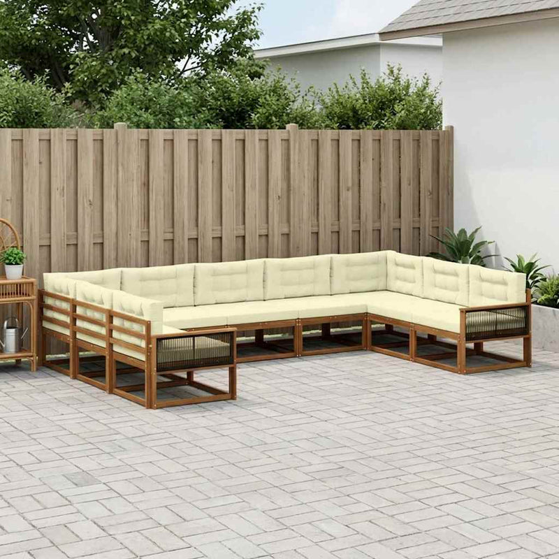 Set de canapele de exterior 9 buc. Natural și Crem