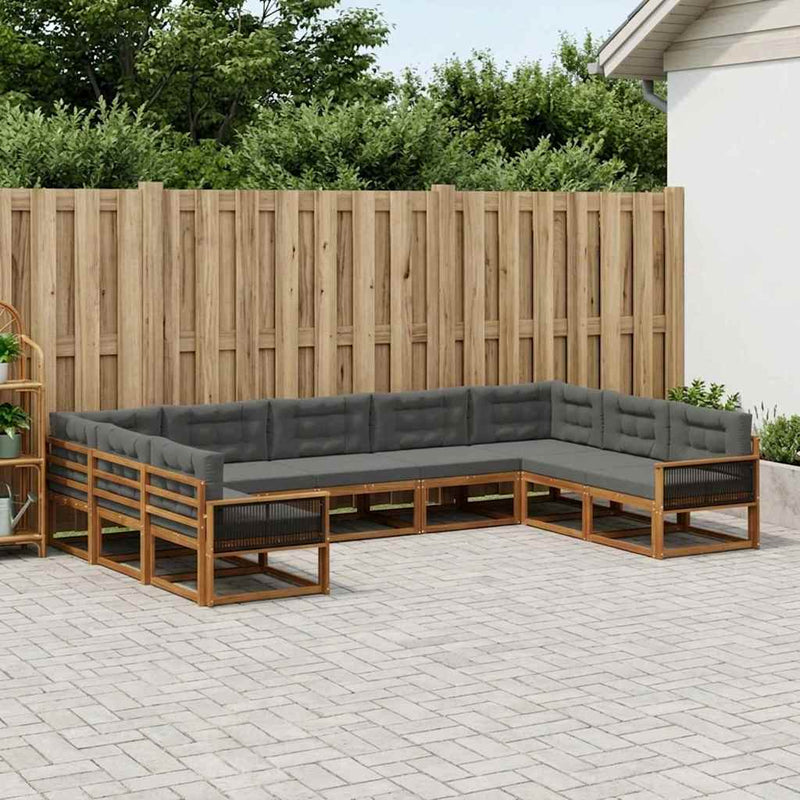 Set de canapele de exterior 9 buc. Natural și Antracit