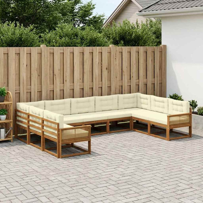 Set de canapele de exterior 9 buc. Natural și Crem