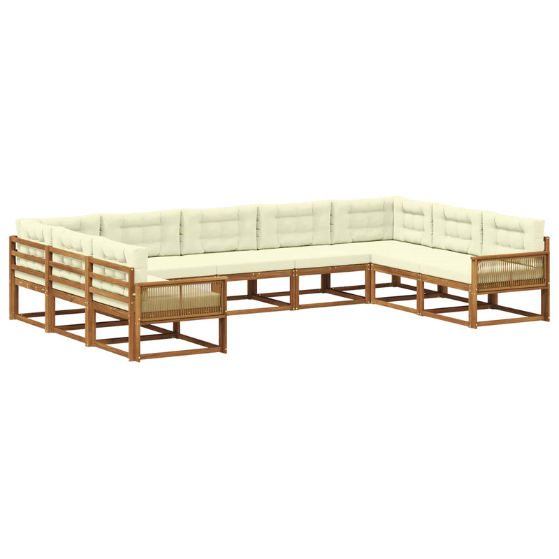 Set de canapele de exterior 9 buc. Natural și Crem