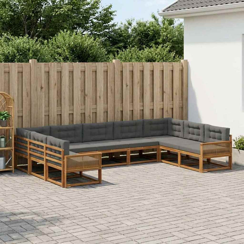 Set de canapele de exterior 9 buc. Natural și Antracit