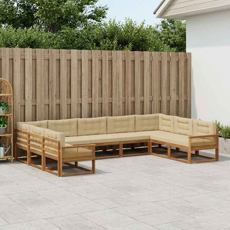 Set de canapele de exterior 9 buc. Natural și Bej
