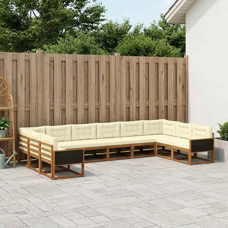 Set de canapele de exterior 10 buc. Natural și Crem