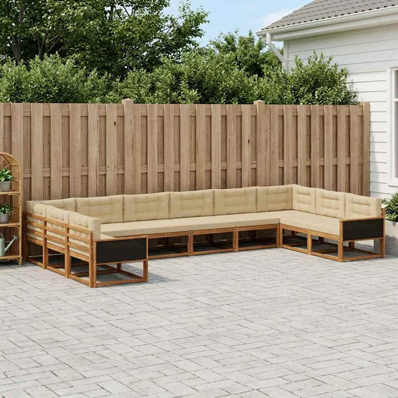 Set de canapele de exterior 10 buc. Natural și Bej