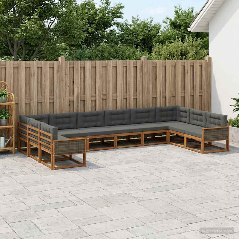Set de canapele de exterior 10 buc. Natural și Antracit
