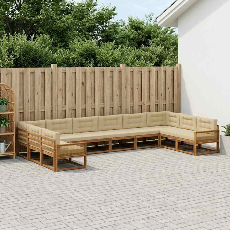 Set de canapele de exterior 10 buc. Natural și Bej