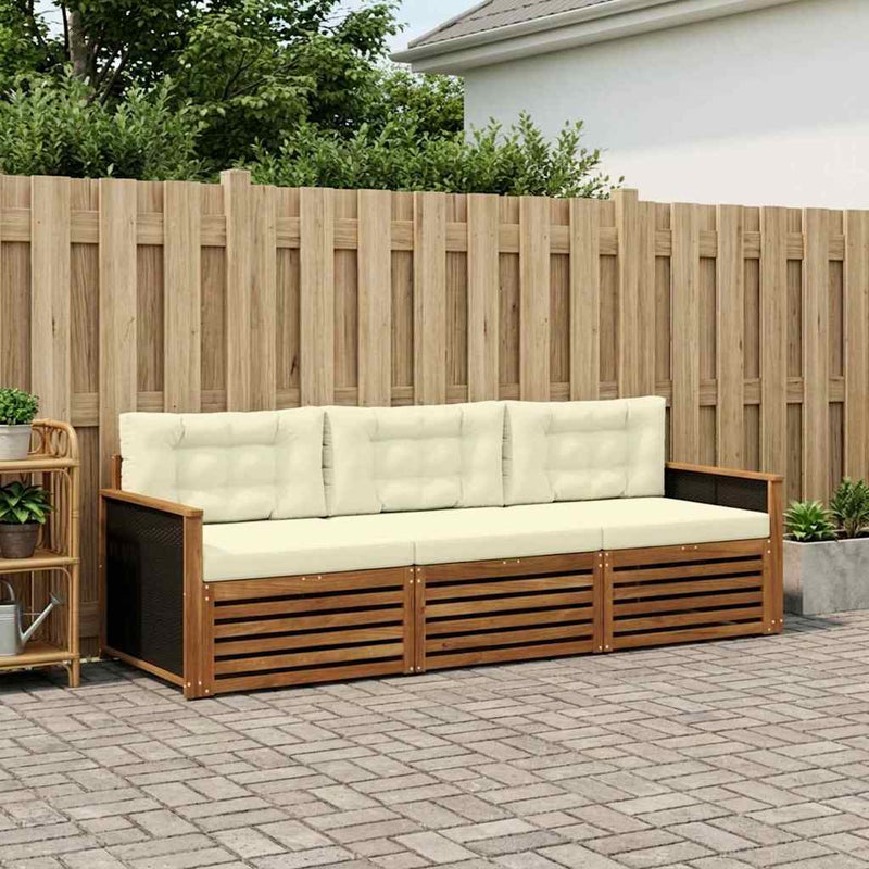Set de canapele de exterior 3 buc. Natural și Crem Poliester