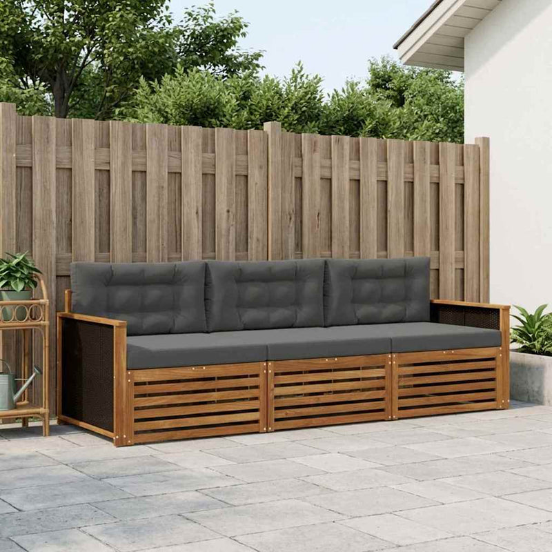 Set de canapele de exterior 3 buc. Natural și Antracit