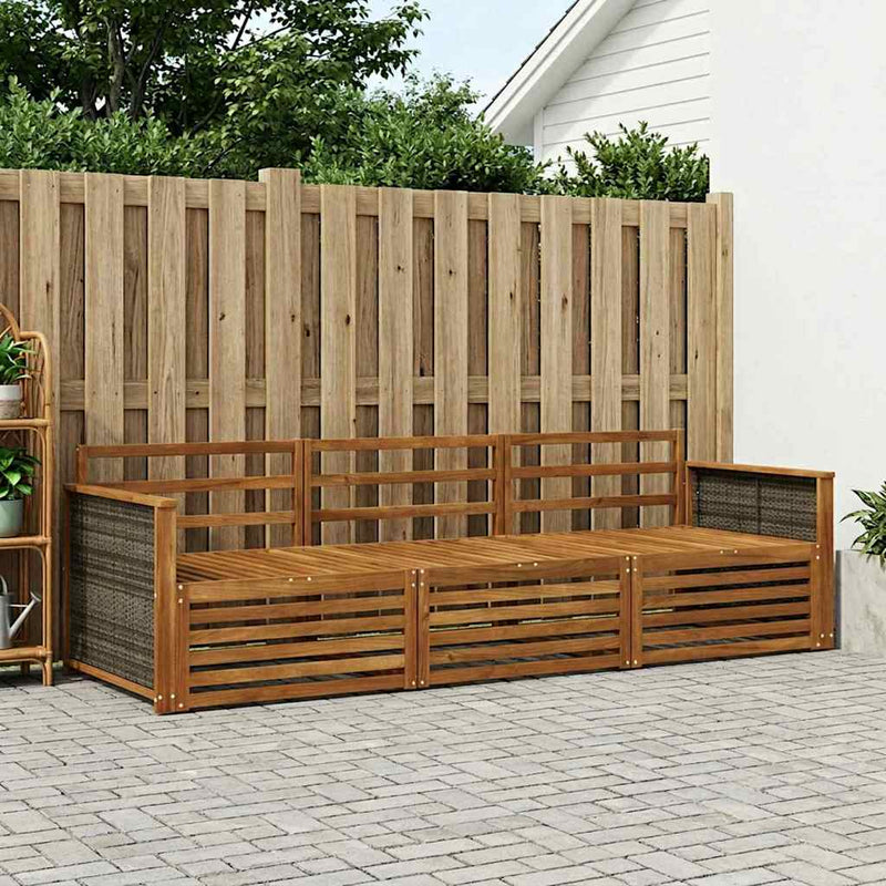 Set de canapele de exterior 3 buc. natural Lemn Solid de Acacia