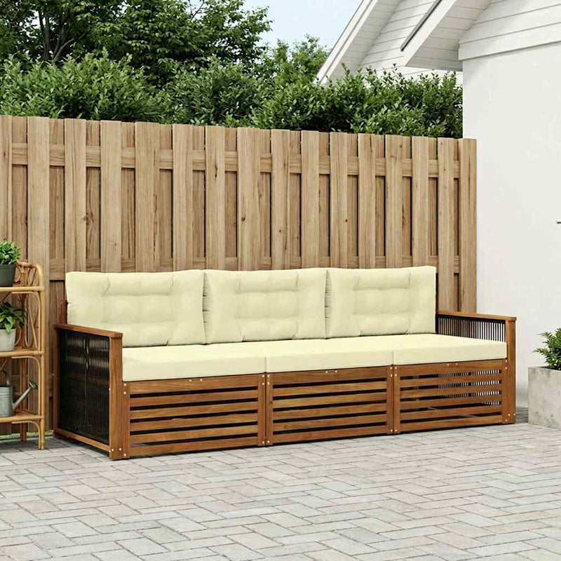 Set de canapele de exterior 3 buc. Natural și Crem